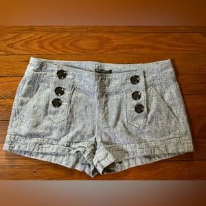 Express Linen Shorts with Button Detail